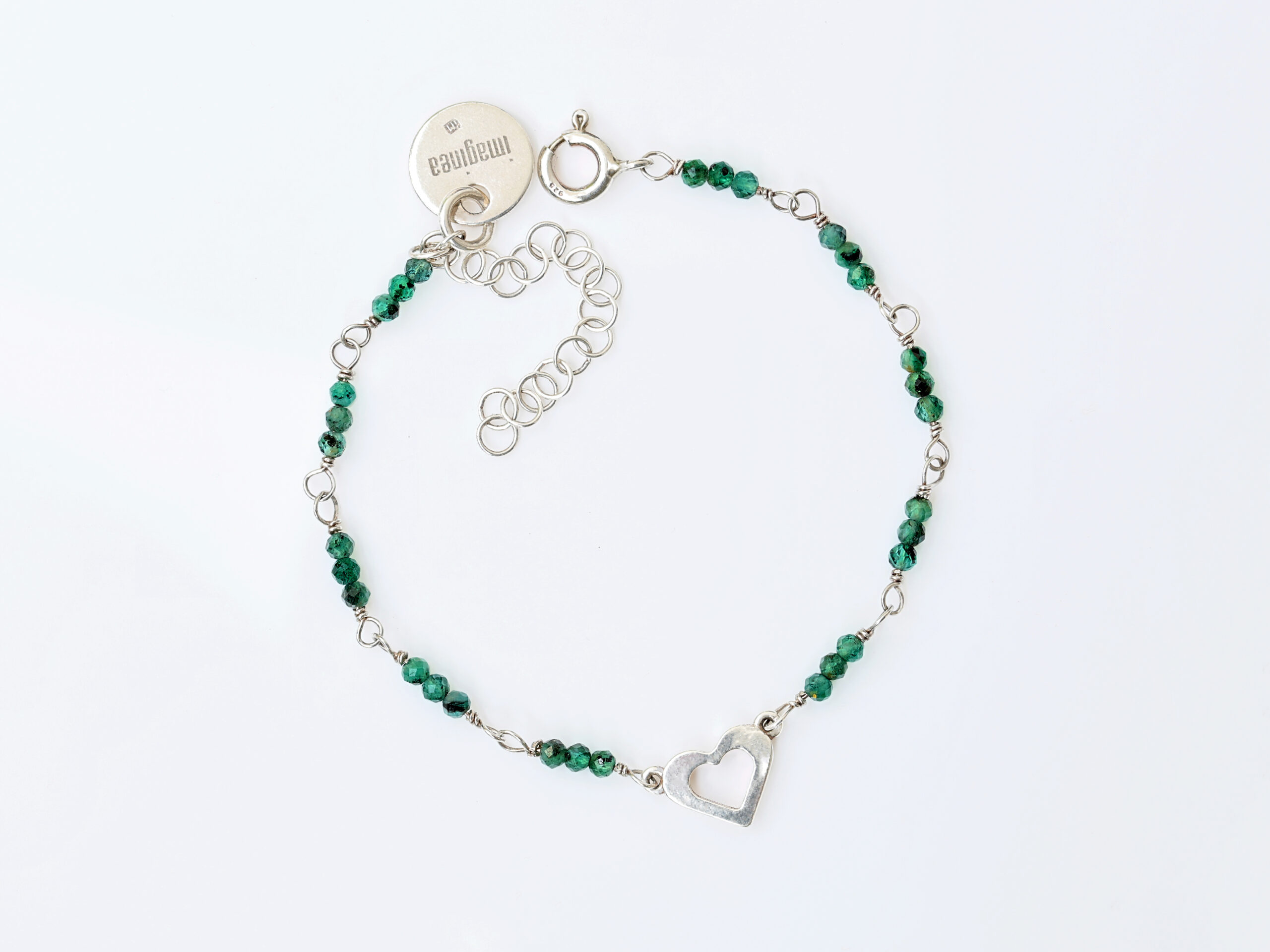 Bransoletka Srebrna Serce ze Szmaragdami