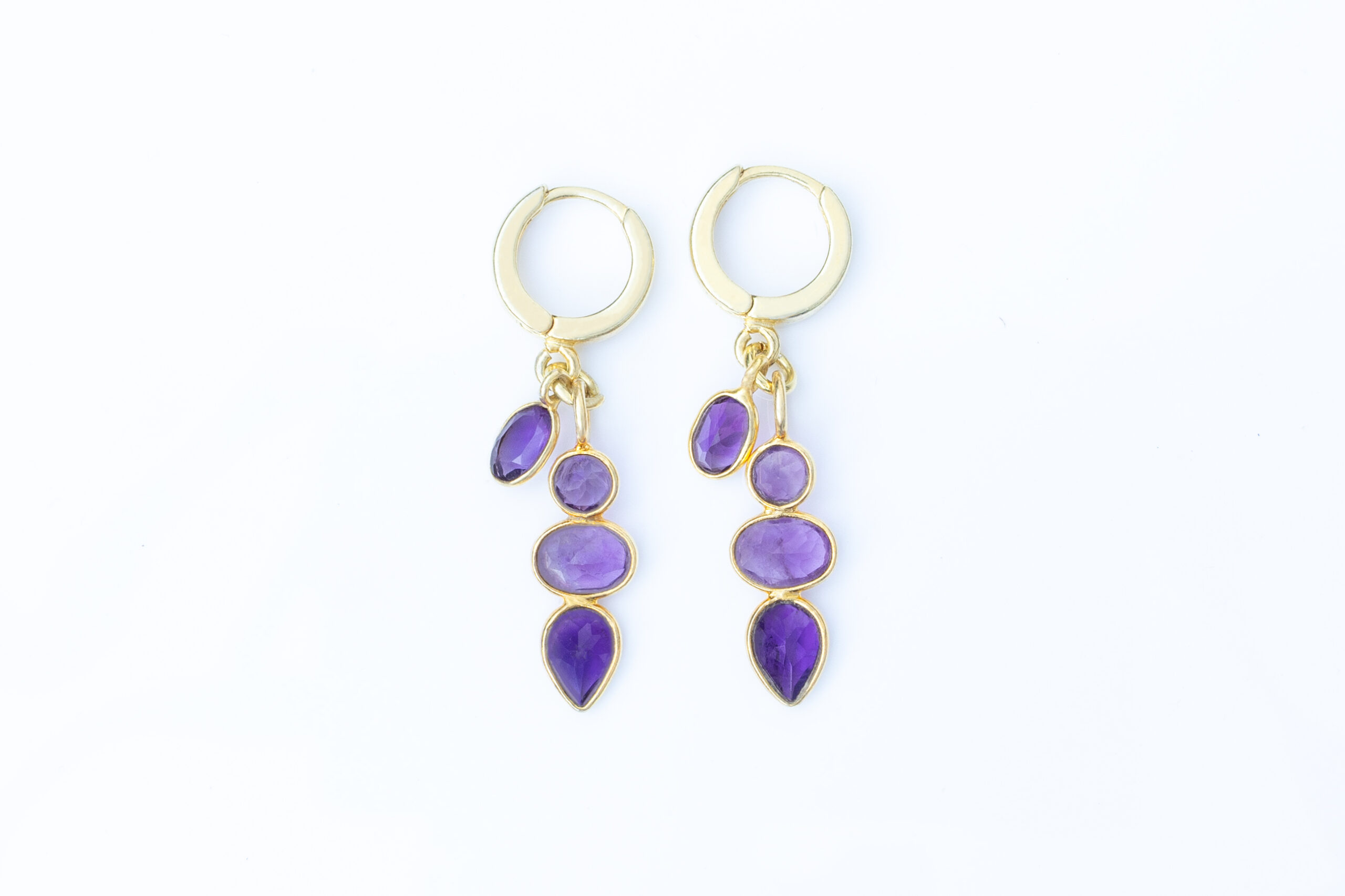 Kolczyki Elegance pozłacane z ametystami IM018