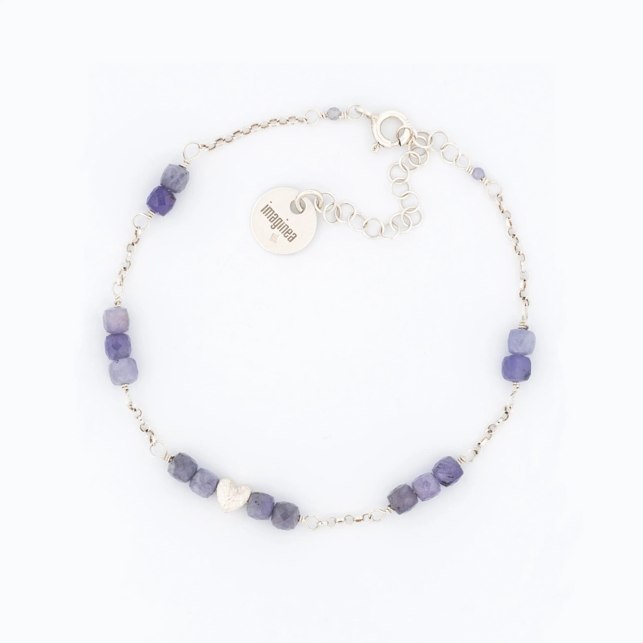 Bransoletka srebrna z kolekcji Serce z tanzanitem, packshot.