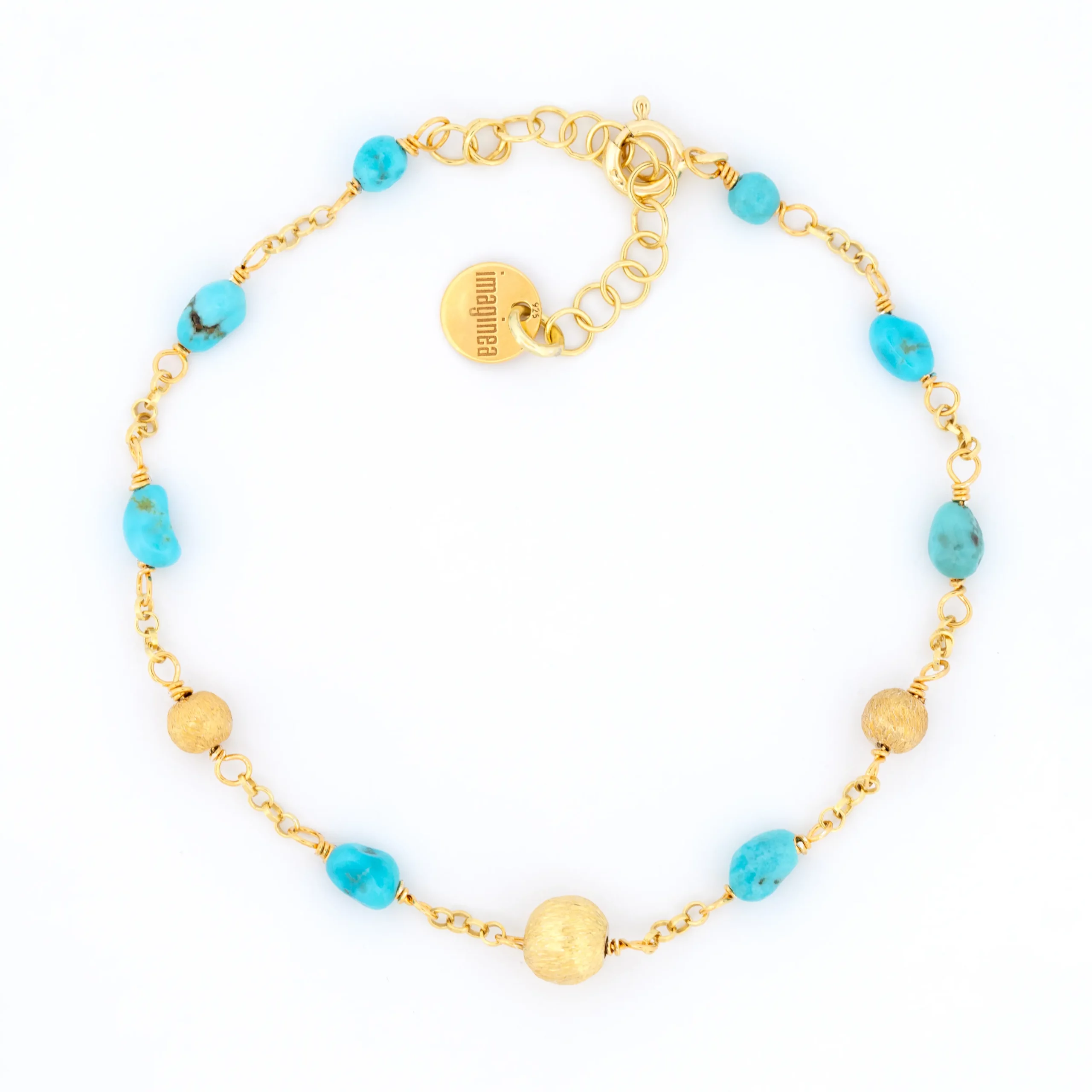 Bransoletka pozłacana srebrna z kolekcji Marquesa z turkusami, packshot.