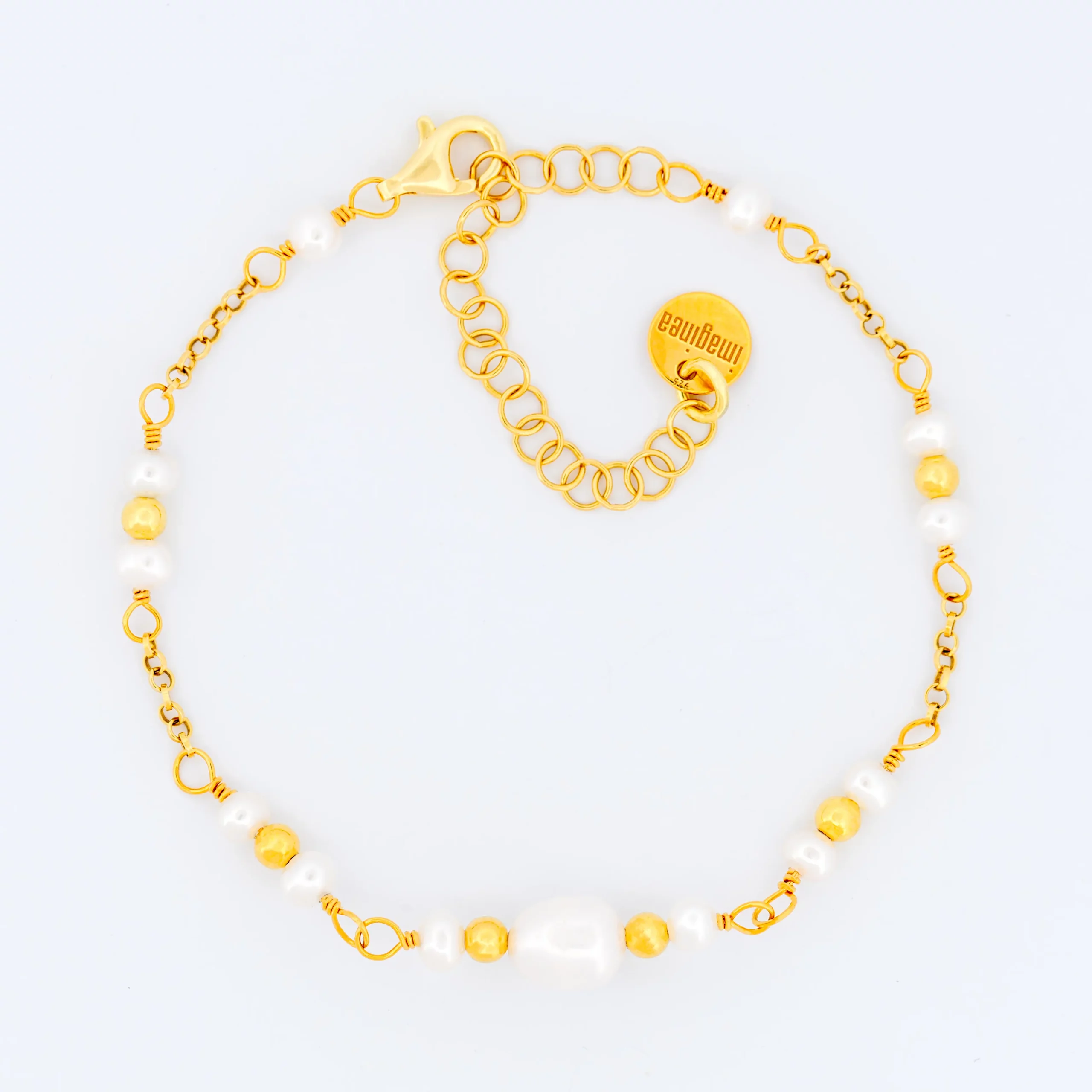 Bransoletka srebrna pozłacana Perla Oro z perłą słodkowodną, packshot.